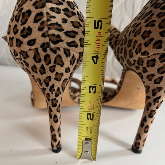 MANOLO BLAHNIK d'Ordsay Leopard Print Peep Toe Ankle Strap Heels - Picture 5 of 5